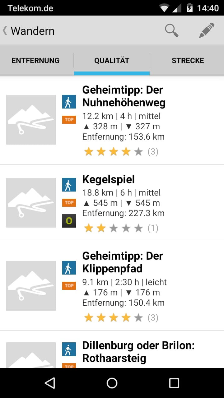 Wandertouren-App Hessen – Screenshot Android