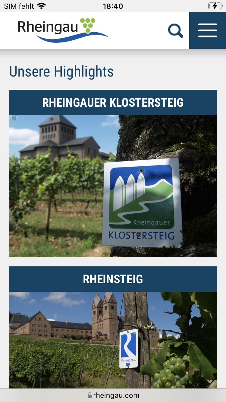 Kulturland Rheingau – Screenshot iPhone