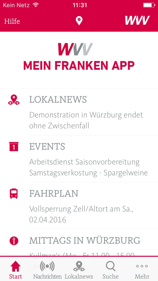 WVV Mein Franken App Würzburg – Screenshot iPhone