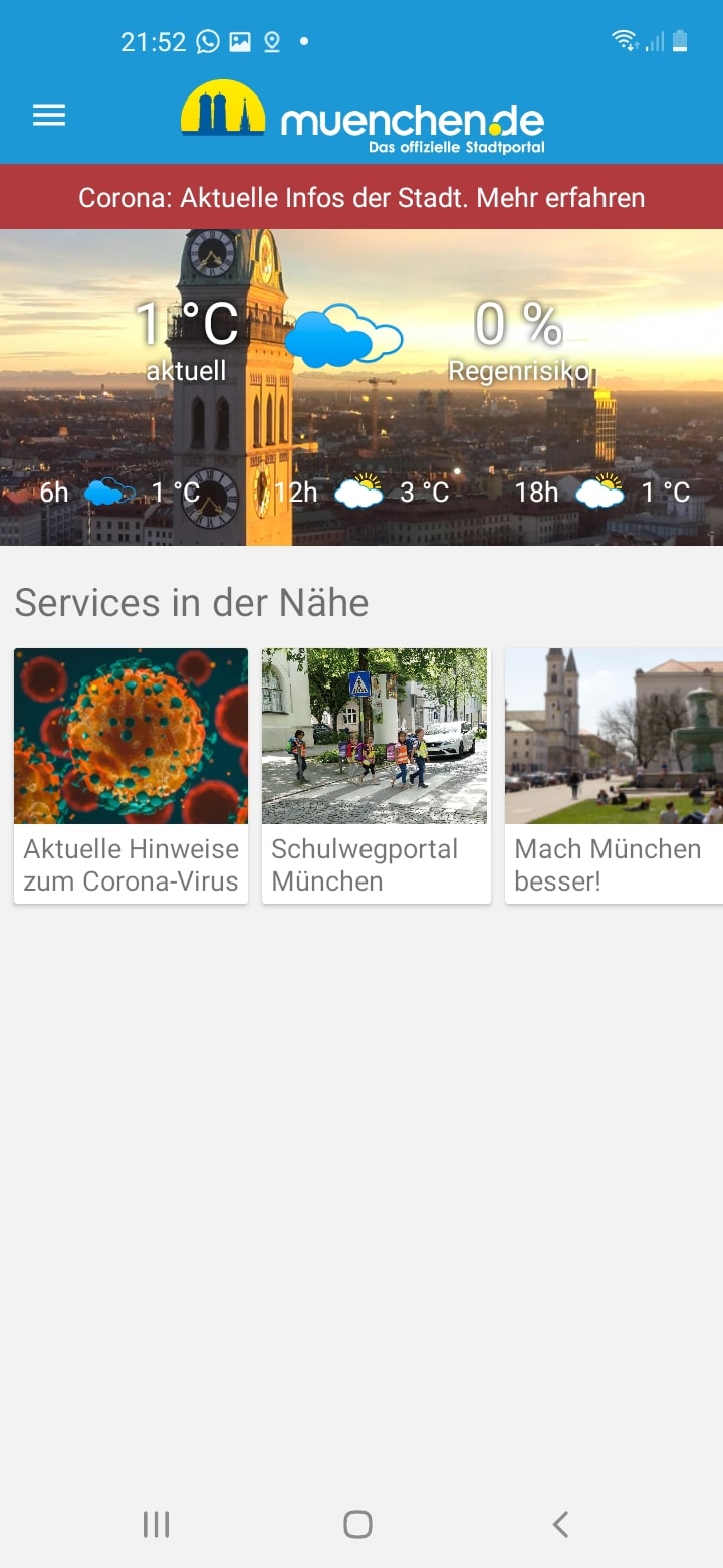 München App – Screenshot Android