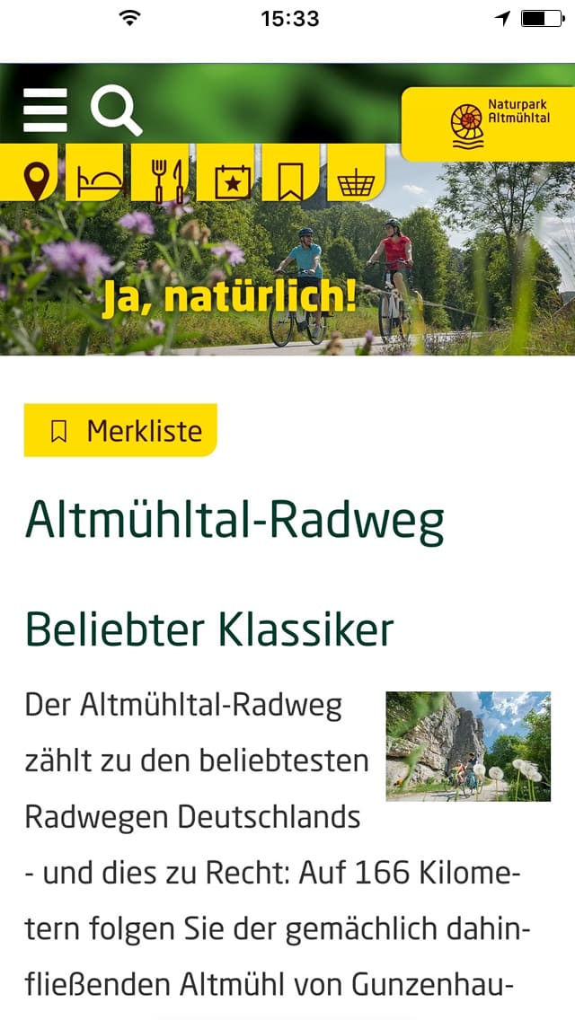 Naturpark Altmühltal – Screenshot iPhone